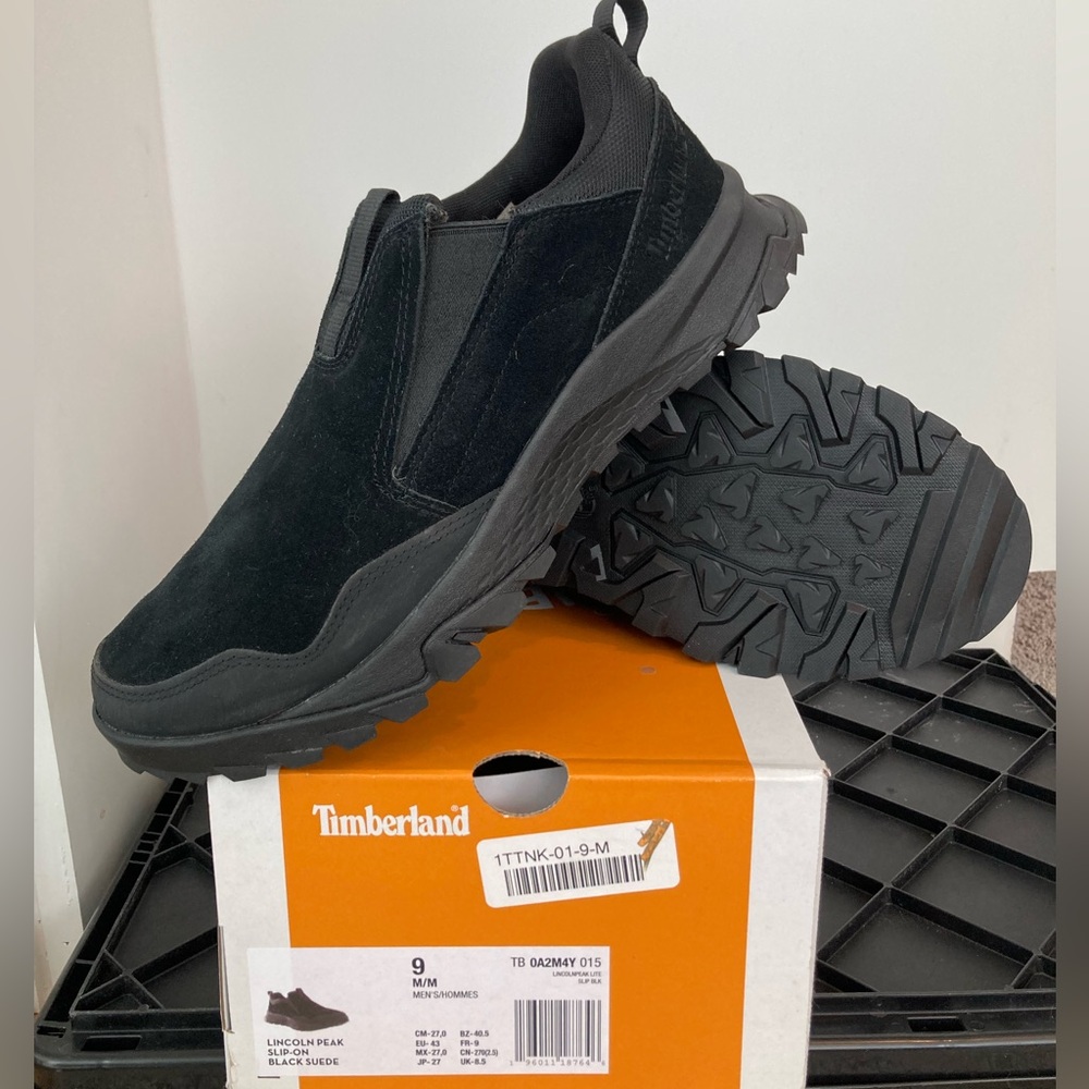 Timberland Men's Black Lincoln Peak Suede Slip-ons size 9 NIB